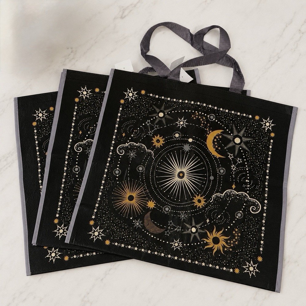NWT Set Of 3 Viral Celestial Moon‎ Star Reusable Homegoods Tote Bags Ecofriendly